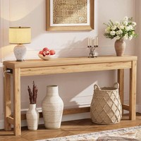Console moderne de 63 pouces avec rangement pour entrée, salon, couloir, support en bois robuste, montage facile, station de charge 3AC+2USB, hôtel