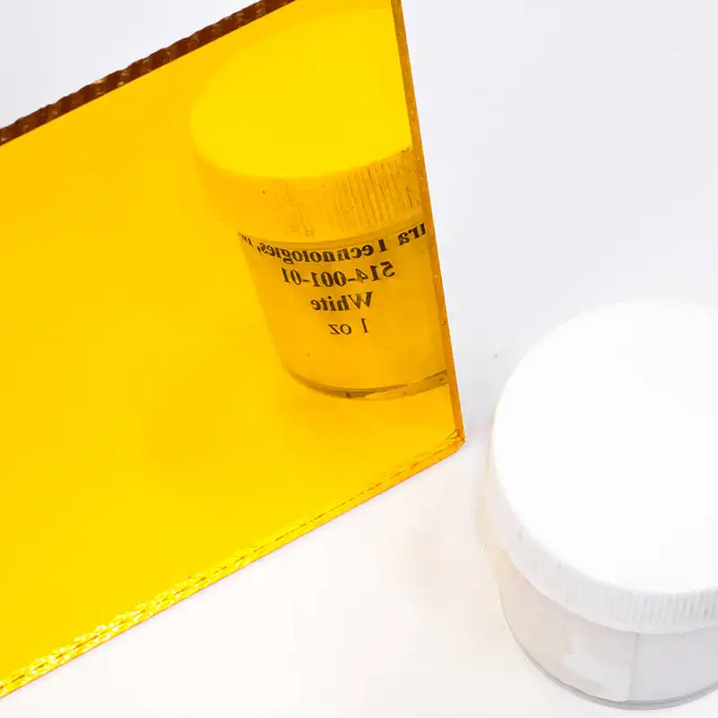 4mm kalınlık sert yansıtıcı akrilik ayna paramparça geçirmez güvenli lazer kesim 6*6 "PMMA levha parlak renkli sarı pleksiglas