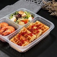Boîte à lunch jetable pour emporter, emballage en plastique, conteneur alimentaire à 3 compartiments