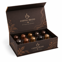 Boîte d'emballage personnalisée OEM pour dosettes de café, boîte cadeau de luxe en papier rigide avec insert et couvercle à charnière pour capsules