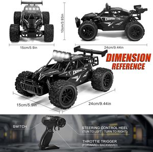 سيارة Dwi Dowellin بجهاز تحكم عن بعد بسرعة عالية 20 كم/الساعة مع مصباح أمامي ليد ، ألعاب للطرق الوعرة 4X4 - Product Image 5