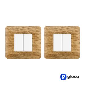 Plaque d'interrupteur mural Gloca 2P en plastique imitation bois foncé, 2 postes, durable pour Matix - Product Image 2