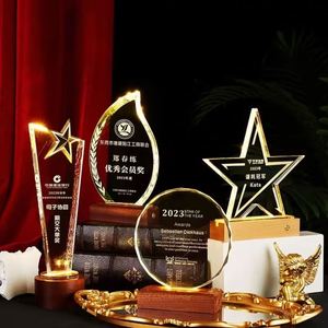 Wholesale Souvenirs K9 Blank <b>Crystal</b> Plaque Award Trophy Personalized Custom <b>Crystal</b> shields and Trophy with LED Base - Product Image 1