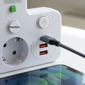 <span class=keywords><strong>Regleta</strong></span> de Carga Rápida USB Estándar Europeo Alemán de 16A con Protección Contra Sobrecarga, Control Independiente, Material de <span class=keywords><strong>Polipropileno</strong></span> - Product Image 3