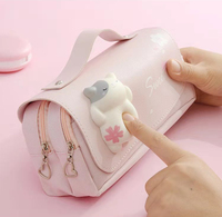 BESDERWILL Trousse à crayons double couche grande capacité écologique et durable avec fermeture éclair pour l'école