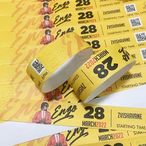 2022 Günstige Konzert eintritt Event Ticket 3/4 Zoll Blatt Tyvek Armband/Armbänder, Papier Armband