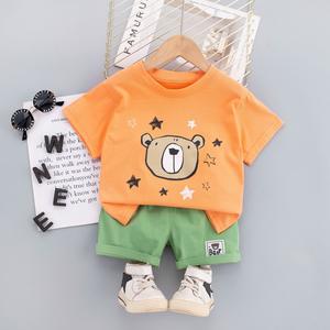 Ensemble d'été 2022 personnalisé de haute qualité pour enfants : T-shirt à motif sac d'école et short en jean pour bébés garçons - Product Image 4