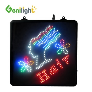 Enseigne LED pour salon de coiffure Genilight, lettres animées défilantes personnalisées, lumineuses, 53x45cm, RGB, pour magasins de détail, centres commerciaux - Product Image 1