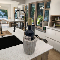 Seau à glace de luxe en marbre blanc strié, refroidisseur à vin lumineux 16 oz pour une utilisation plus fraîche, décoration élégante sur pied, fêtes, boissons