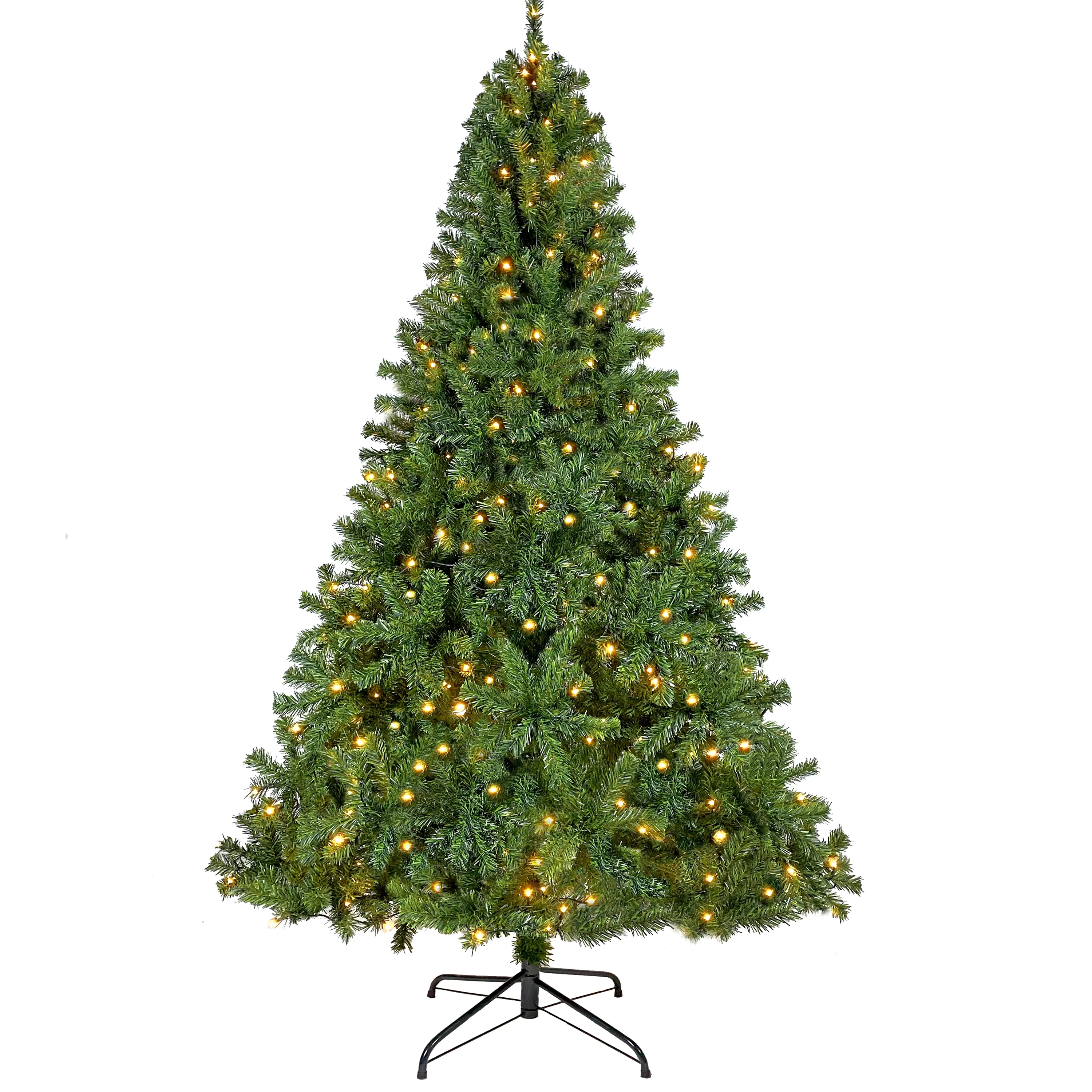 7.5FT Hinged Fraser Fir Artificial Fir Christmas Tree Holiday Decoration w/1,250 Lush Branch Tips, 350 LED Lights