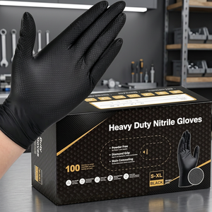 Gants jetables non stériles OEM 8 mil, robustes, pour mécaniciens et usage industriel, avec logo personnalisé, texture diamantée pour une meilleure adhérence, sans latex - Product Image 3