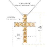 Collier Ruizuan en argent 925 unisexe, design croix hip-hop, certifié GRA, plaqué rhodium or champagne, moissanite