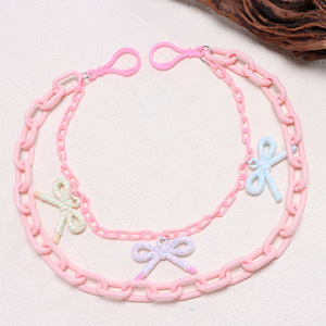 Cadena de cintura Yueli Dopamine Butterfly para mujer, lazo acrílico rosa, estilo hip hop, para salir de noche, cadena corporal de moda con doble anillo. - Product Image 3