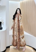 Nouvelle Abaya plissée imprimée Miyake, élégante et luxueuse, avec robe à devant ouvert, veste kaftan musulmane tendance pour le Ramadan