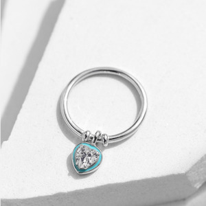 925 Silver Heart Shape <b>Ring</b> With Bowknot Love Drop <b>Crystal</b> Rhinestone Pendant Romantic Style Women's Jewelry - Product Image 4