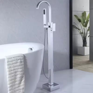 Robinet de baignoire cascade moderne sur pied en laiton massif avec <span class=keywords><strong>douchette</strong></span> <span class=keywords><strong>pour</strong></span> hôtel et villa - Product Image 1