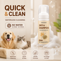 Zourunan 60ml Shampoing Sec Naturel pour Animaux à Base de Plantes Sans Eau Sans Rinçage Mousse pour Chiens et Chats Vente en Gros OEM ODM Usine