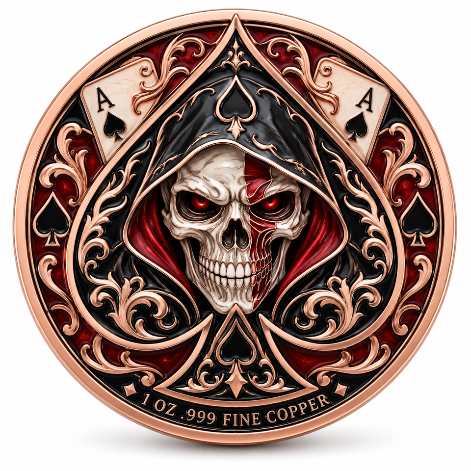 1oz 999 Pure Copper Coin Custom Skeleton Card Elements Brainstorming ...