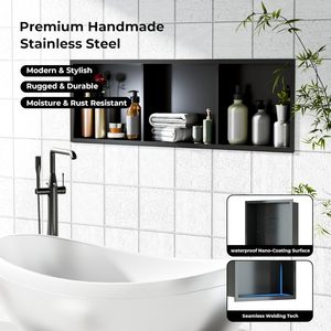 Bathroom Storage <b>Shelf</b> Recessed <b>Corner</b> 3 Tier Rectangle Custom Size Durable Waterproof For Bathroom - Product Image 2