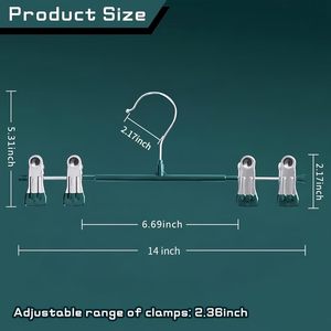 Multi <b>Stackable</b> Durable Space Saving Metal Skirt Hangers for Skirts and Pants with Clips <b>Wardrobe</b> Use - Product Image 4
