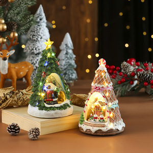 Glowing Music Box Night <b>Light</b> Doll Resin Eco-Friendly Traditional 17x26.5cm <b>Christmas</b> <b>Tree</b> Desktop Decoration <b>Christmas</b> - Product Image 2