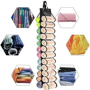 Porte-vêtements suspendu double face en tissu Oxford, organisateur de rangement pour 24 rouleaux de serviettes et leggings de yoga - Product Image 6