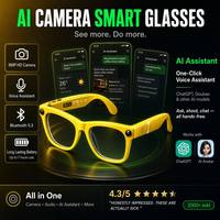 Kacamata Pintar AI Kabel Pengisian Daya Magnetis Terjemahan Real-time Panggilan Telepon Pemutar Musik Stabilisasi Gambar Tahan Air IP67