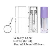 Tubes de brillant à lèvres vides personnalisés de 6,5 ml, roses, blancs, noirs, violets, en forme de tube rond, pour emballage de brillant à lèvres de marque privée