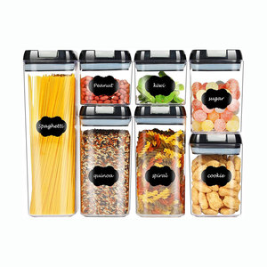 7Pcs Kitchen Pantry Storage Container Set Airtight Tall Sealed Leak Proof MultigrainTank Plastic Clear Food Storage Container