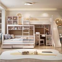 Lit mezzanine moderne en bois massif, taille double, avec escalier de rangement, adapté aux enfants, pour chambres, hôtels, écoles, hôpitaux