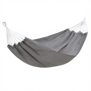 Hamaca Doble Antivuelco para Exteriores <span class=keywords><strong>con</strong></span> Postes <span class=keywords><strong>de</strong></span> <span class=keywords><strong>Madera</strong></span> Curvados, Diseño Colorblock, Capacidad para 2 Personas, Capacidad <span class=keywords><strong>de</strong></span> Peso <span class=keywords><strong>de</strong></span> 200 kg, Uso en Todas las Estaciones - Product Image 1