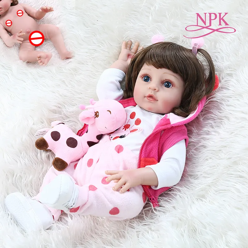 Boneka Bebe Silikon Lembut Full Body 48CM, Boneka Reborn Hadiah Natal Bayi Baru Lahir Anak Perempuan