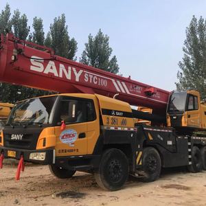 Grue sur camion hydraulique Sany d'occasion de 90 tonnes, grue mobile tout-terrain certifiée, hauteur de levage, moteur - Product Image 1