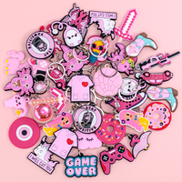 Porte-clés tendance Kawaii rose en PVC, plus de 10 000 styles, animaux de dessin animé mignons, nourriture, faible MOQ, logo personnalisé, pendentif de sac, vente en gros