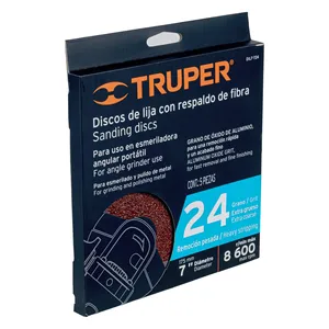Disco Abrasivo con Supporto in Fibra BOX 5 7', Grana 24, TRUPER - Product Image 2