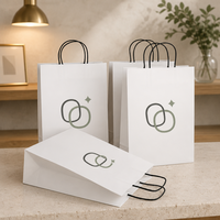 Sacs de courses personnalisés à longue poignée, emballages en gros pour restaurants, plats à emporter, cadeaux de mariage et vente au détail