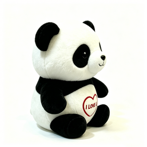 Peluche panda personnalisée avec broderie de message d'amour, adorable peluche panda dodue avec motif cœur rouge, cadeau idéal. - Product Image 2