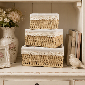 Panier de rangement pour <span class=keywords><strong>papier</strong></span> toilette fait main Paniers en <span class=keywords><strong>papier</strong></span> gris <span class=keywords><strong>jaune</strong></span> clair avec poignée - Product Image 6