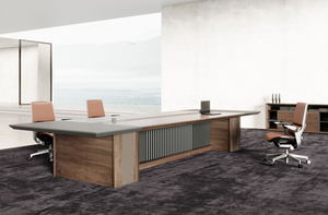 Mesa de reuniones de conferencia de madera de lujo contemporánea personalizable, muebles de oficina de panel MFC opcionales estables - Product Image 3