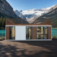 Maison conteneur modulaire surélevée et élargie de 30 pieds, avec panneaux sandwich en acier et fenêtres en verre, pour distributeur ou grossiste