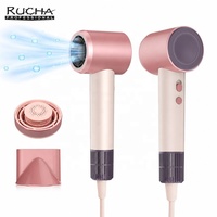 RUCHA Sèche-cheveux professionnel 1300W à ions et haute vitesse, avec diffuseur et embout d’aromathérapie, mini-sèche-cheveux