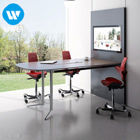 Ensemble de table de réunion ovale LIWEI pour salle de conférence, bois massif, pieds en acier inoxydable, plateau MFC pliable/extensible, garantie 3-5 ans