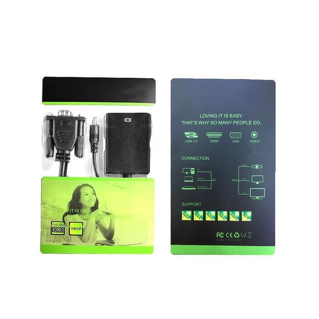 Factory Converter Adapter VGA Male to HDMI Female Full HD 1080P Adapter Cable With Audio and Micro USB Power VGA HDMI Cable