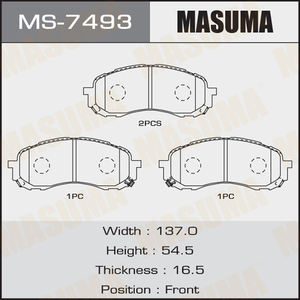 MS-7493 MASUMA Auto voiture pièces 4 Paire système plaquettes De Frein Avant et Arrière AY040-FJ011 26296AE190 pour SUBARU IMPREZA ANESIS - Product Image 2