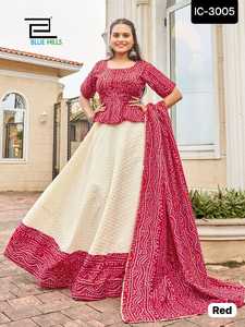 Lehenga choli ผ้าซาตินผ้าฝ้ายแบบดั้งเดิมอินเดียชุดแต่งงานพิมพ์ลายสำหรับผู้หญิงสไตล์เสื้อผ้าปากีสถาน - Product Image 6