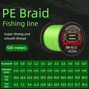 ขายส่งอุปกรณ์ตกปลาคุณภาพสูง Super Strong 500m PE สายตกปลาถัก X8
