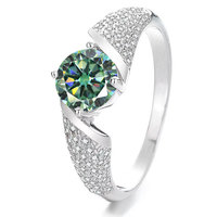 Bague en argent sterling S925 plaqué rhodium avec moissanite multicolore 1 carat certifiée GRA, pavé intégral et pierres latérales torsadées à double sangle