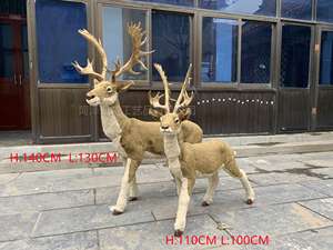 เรนเดียร์ขนาด1.1ม. 1.4ม. ของเล่นรูปสัตว์ในฟาร์มที่ทันสมัยมีขนยาวขนาดใหญ่เหมือนจริงสำหรับตกแต่งเทศกาลคริสต์มาสกลางแจ้ง - Product Image 5