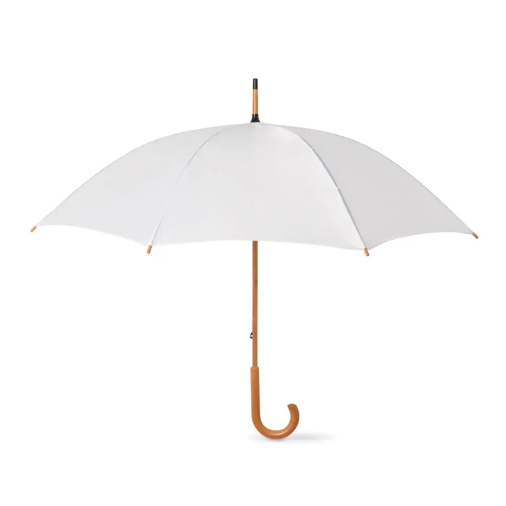 White umbrella heated handle hotel umbrella mens umbrella wooden handle waterproof fabric