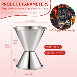 バーテンダージガーステンレススチールカクテル測定酒アルコールジガー測定ダブルジガー測定1オンス2 oz - Product Image 2